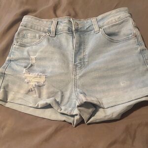 Wax Jean Light Blue Ripped Jean Shorts